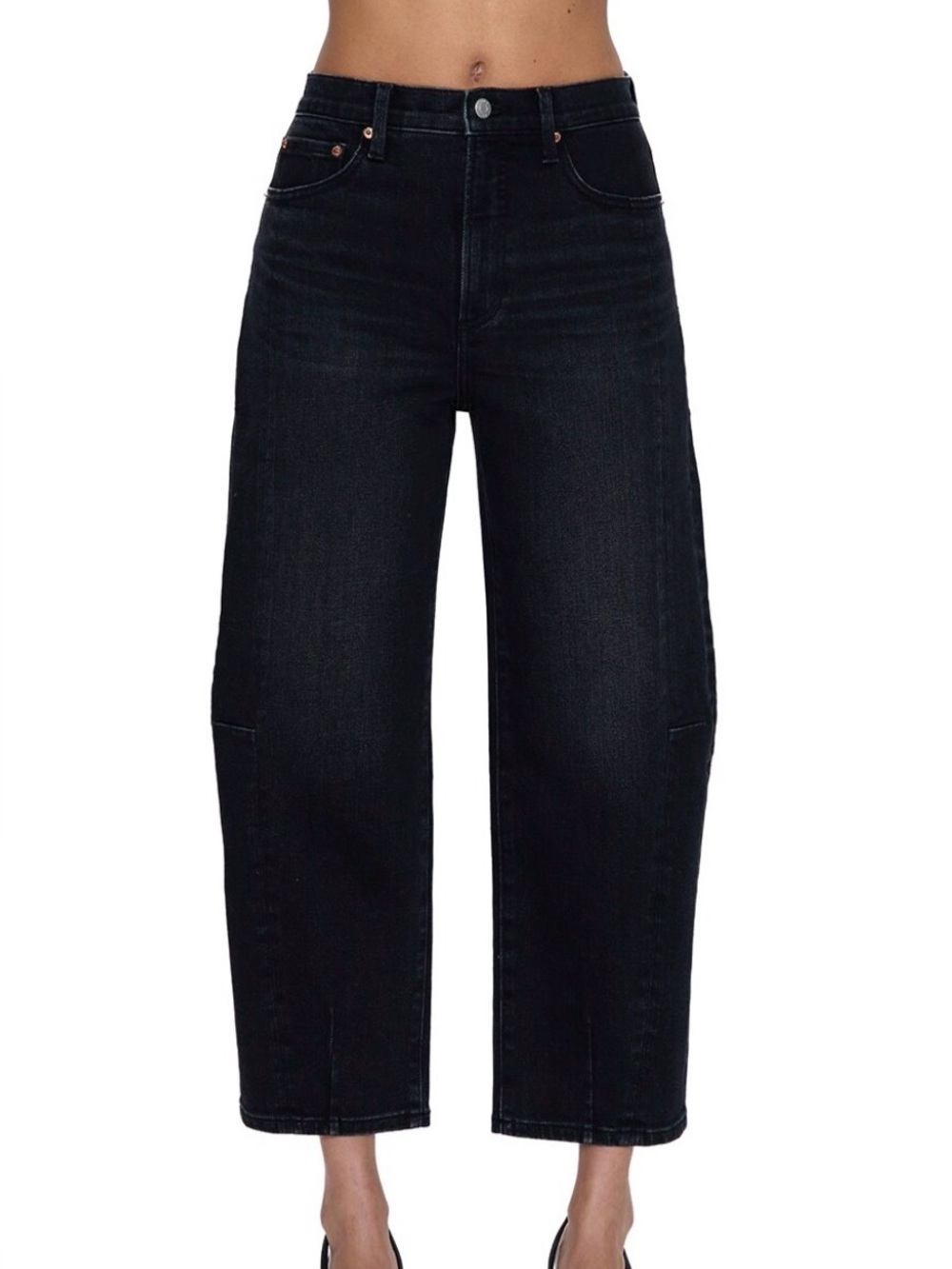 Pistola Eli High Rise Barrel Ankle Jean in washed black **hemmed